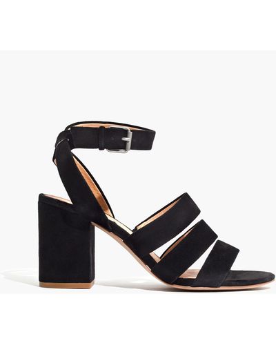 Madewell The Maria Sandal In Suede - Black