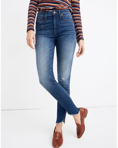 MW Petite 10" High-rise Skinny Jeans: Cutout Tulip Hem Edition - Blue