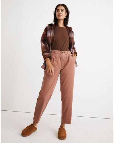 MW Curvy Corduroy Pull-on Mid-rise Jogger Trousers - Brown