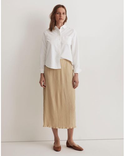 MW Plissé Midi Slip Skirt - Natural
