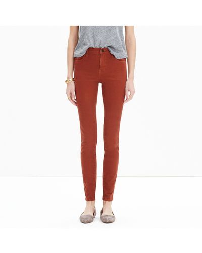 MW 9" High-rise Skinny Jeans: Garment-dyed Edition - Red