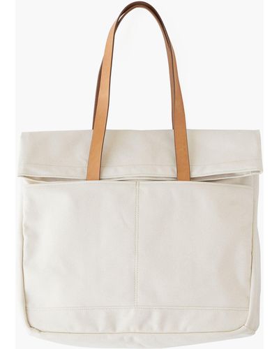 MW Makr Canvas And Leather Fold Weekender Bag - White