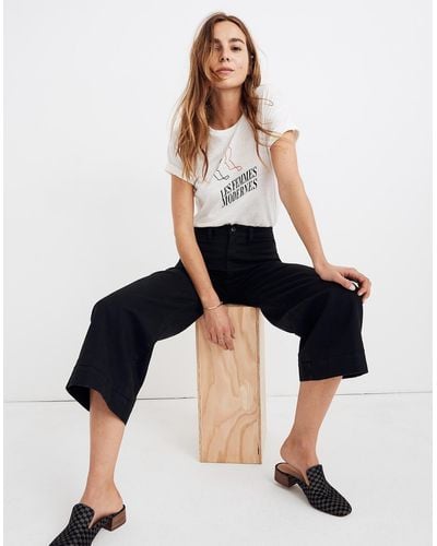 Madewell Petite Emmett Wide-leg Crop Trousers - Black
