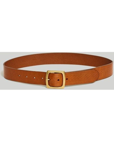 MW Western Embossed Leather Belt - Brown