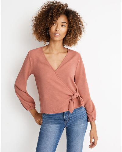 MW Texture & Thread Crepe Wrap Top - Red