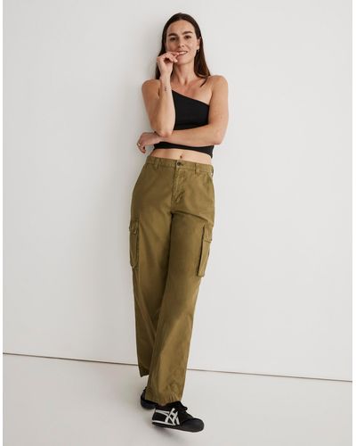 MW Petite Garment-dyed Low-slung Straight Cargo Trousers - Green