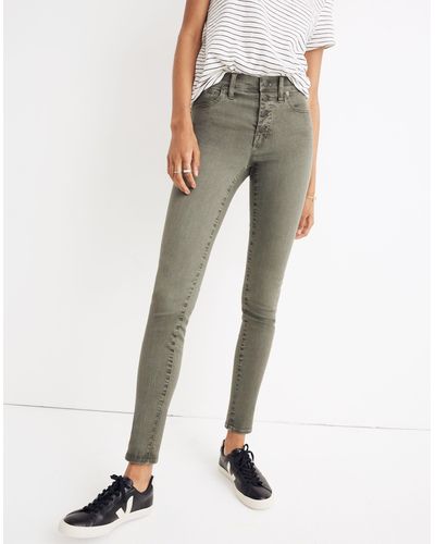 MW 9" Mid-rise Skinny Jeans: Garment-dyed Button-front Edition - Natural