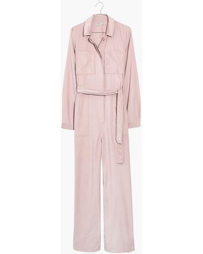 MW Corduroy Belted Jumpsuit - White