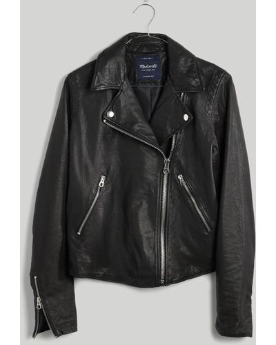 MW The Washed Leather Motorcycle Jacket - Black