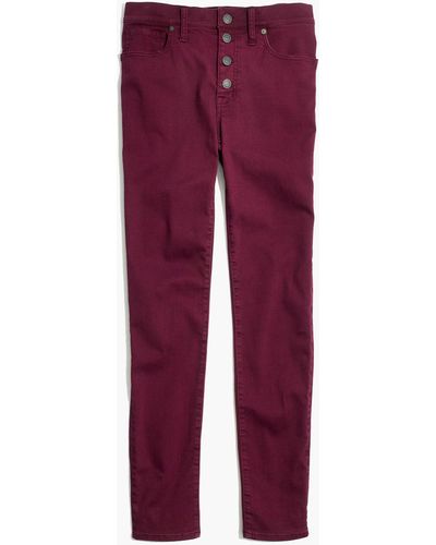 MW 9" Mid-rise Skinny Jeans: Garment-dyed Button-front Edition - Purple