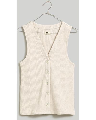 MW Ribbed Button-front Vest - Natural
