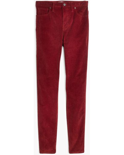 MW 10" High-rise Skinny Jeans: Corduroy Edition - Red