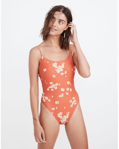 MW Madewell Second Wave Spaghetti-strap One-piece Swimsuit - Red