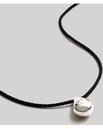 MW Puffy Teardrop Cord Choker Necklace - Metallic