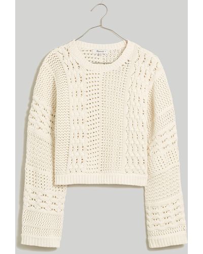 MW Crochet-knit Crop Sweater - Natural
