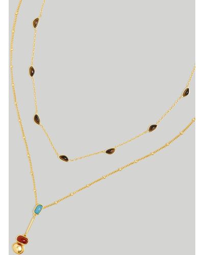 MW Stone Collection Two-pack Lariat Necklace Set - Metallic