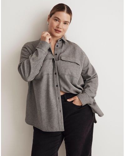 MW Plus Brushed Oversized Shirt-jacket - Grey