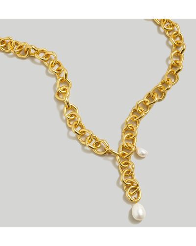 MW Freshwater Pearl Chunky Chain Necklace - Metallic