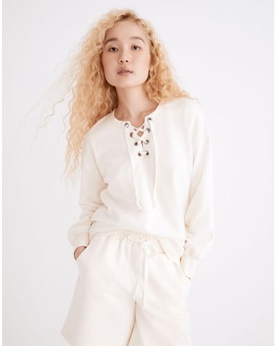 MW Cotton-hemp Lace-up Sweatshirt - White