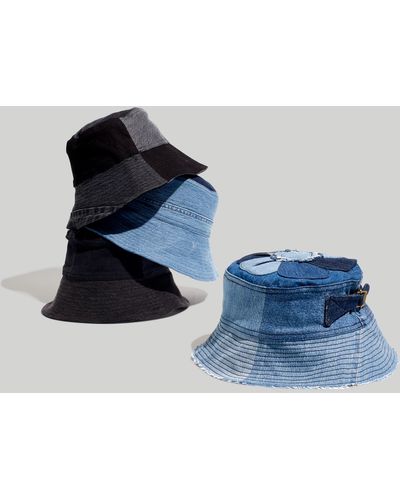 MW Madewell X Storytellers & Creators Upcycled Patchwork Bucket Hat - Blue