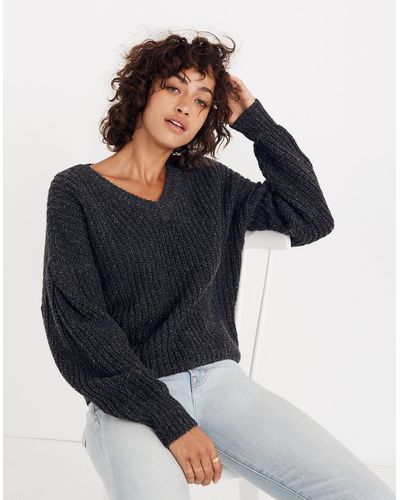 MW Pleat-sleeve Pullover Sweater - Blue