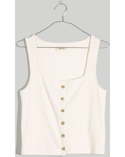 MW Ribbed Button-front Crop Tank - Natural