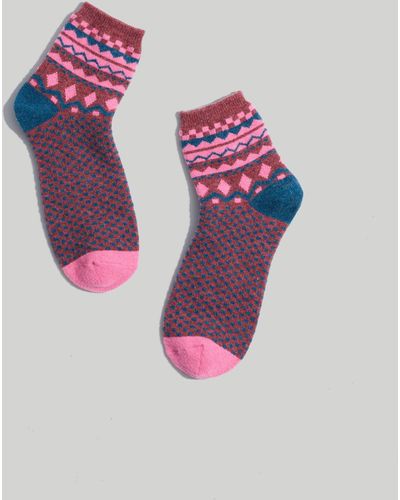 MW Fair Isle Ankle Socks - Pink
