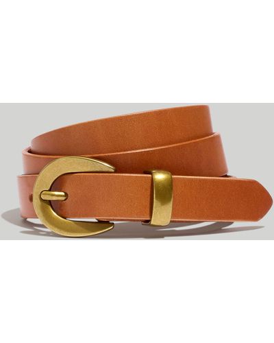 MW Chunky Buckle Skinny Leather Belt - Brown