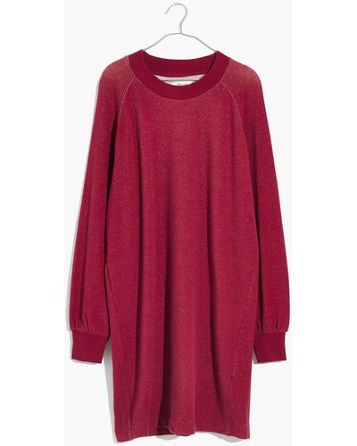 MW Bubble-sleeve Sweatshirt Dress - Red