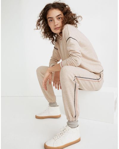 MW L Superbrushed Contrast-stitched Easygoing Sweatpants - Natural