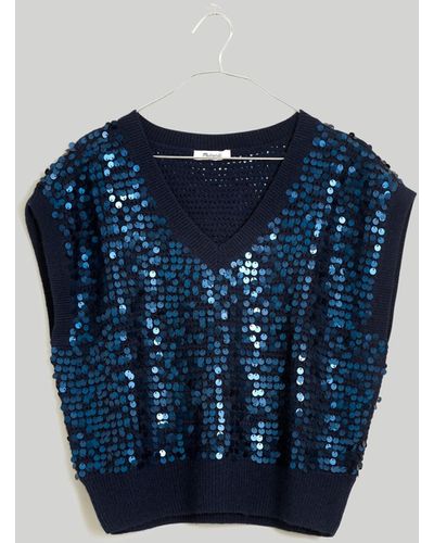 MW Sequin-embellished Sweater Vest - Blue