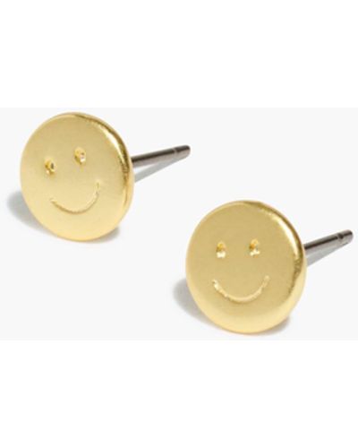 MW Smiley Face Stud Earrings - White