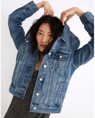 MW Mama Embroidered Jean Jacket - Blue