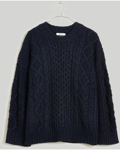 MW Cable-knit Oversized Jumper - Blue