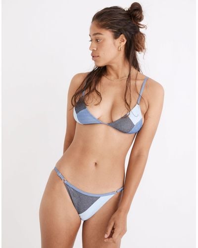 MW Madewell X Solid & Striped® Patchwork Denim Lulu Bikini Bottom - Multicolor
