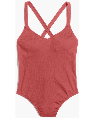 MW Madewell Second Wave Ribbed Crisscross One-piece Swimsuit - Red
