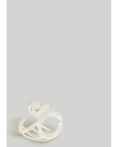 MW Small Hammered Circle Claw Hair Clip - White