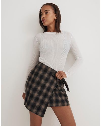 MW Buckle-belt Wrap Mini Skirt - Gray