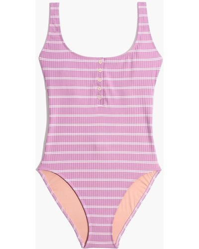 MW Madewell Henley One-piece Swimsuit - Pink