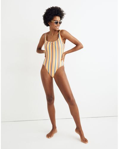 MW Madewell Second Wave Square-neck Tank One-piece Swimsuit - White