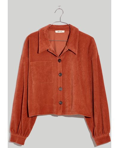 MW Knit Corduroy Crop Shirt-jacket - Blue