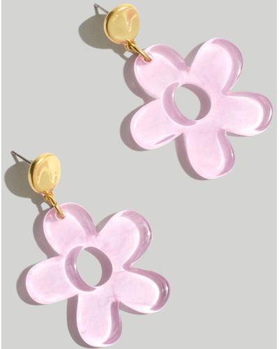MW Flower Statement Drop Earrings - Pink
