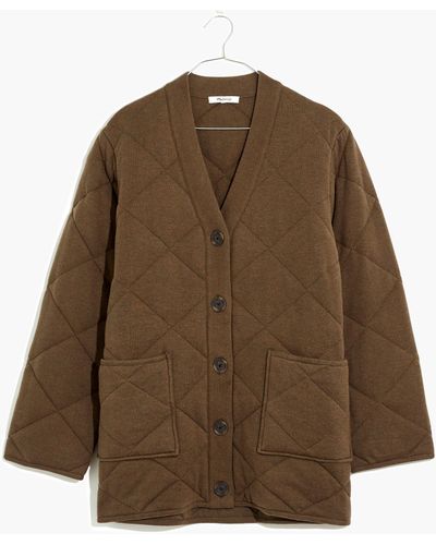 MW Quilted Long Cardigan Jumper - Brown