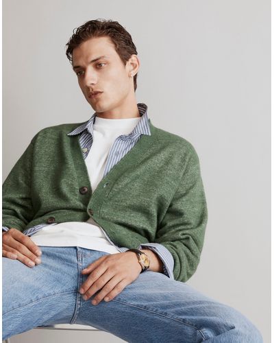 MW Fuzzy Cardigan Sweater - Green
