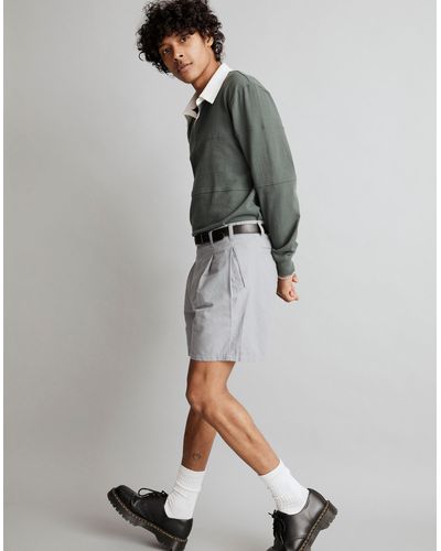 MW Pleated Cotton-linen Shorts - Gray