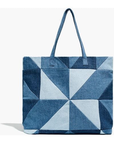 MW Madewell X Rekut Upcycled Denim Patchwork Tote Bag - Blue