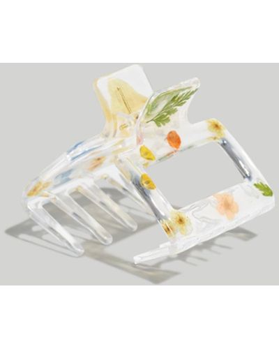 MW Floral Inlay Claw Hair Clip - White