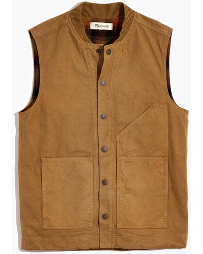 MW Flannel-lined Canvas Workwear Vest - Multicolour