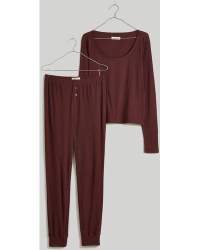 Piped Waffle Knit Pajama Set