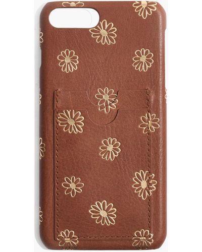 MW The Leather Carryall Case For Iphone® 6/7/8 Plus: Daisy Embossed Edition - Brown